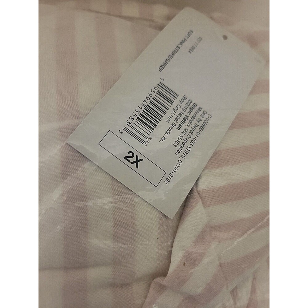 Stars Above Size 2X  Long Sleeve Notch Collar Top Pajama Pants Set Pink Stripe - Picture 6 of 7